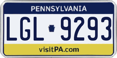PA license plate LGL9293
