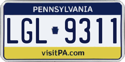 PA license plate LGL9311