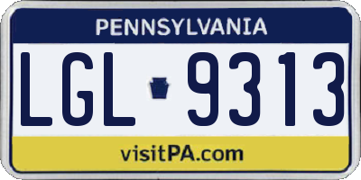 PA license plate LGL9313