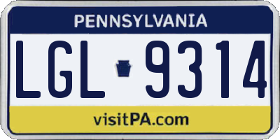 PA license plate LGL9314