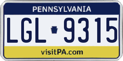 PA license plate LGL9315