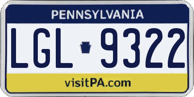 PA license plate LGL9322