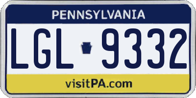 PA license plate LGL9332