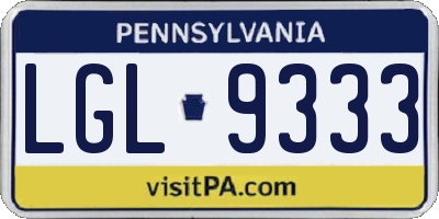 PA license plate LGL9333