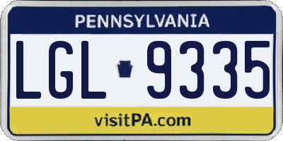 PA license plate LGL9335