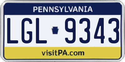 PA license plate LGL9343