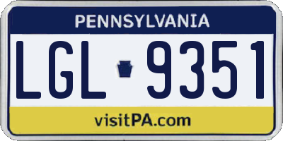 PA license plate LGL9351