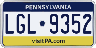 PA license plate LGL9352