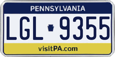 PA license plate LGL9355