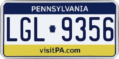 PA license plate LGL9356