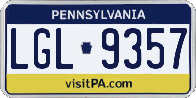 PA license plate LGL9357