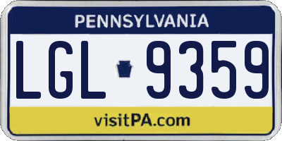 PA license plate LGL9359
