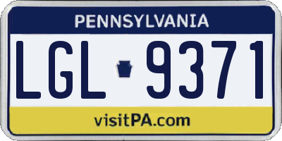 PA license plate LGL9371