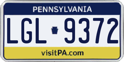 PA license plate LGL9372