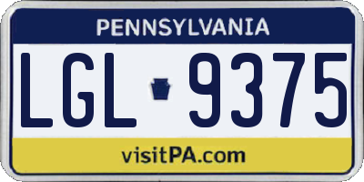PA license plate LGL9375