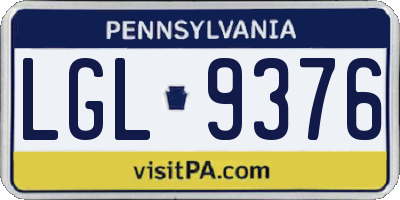 PA license plate LGL9376