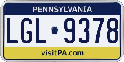 PA license plate LGL9378