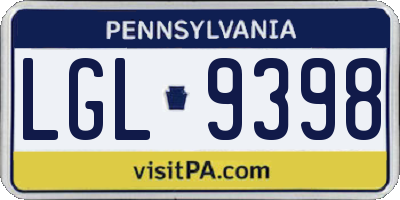 PA license plate LGL9398