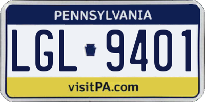 PA license plate LGL9401