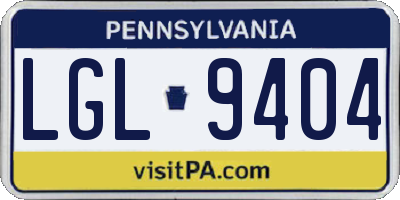PA license plate LGL9404