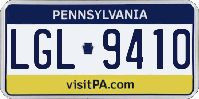 PA license plate LGL9410