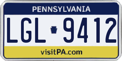 PA license plate LGL9412