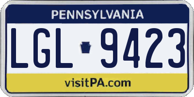 PA license plate LGL9423