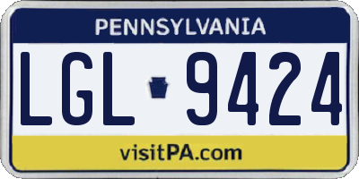 PA license plate LGL9424