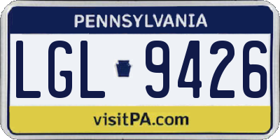 PA license plate LGL9426