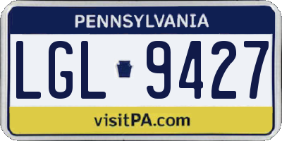 PA license plate LGL9427