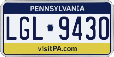 PA license plate LGL9430