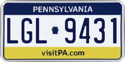 PA license plate LGL9431