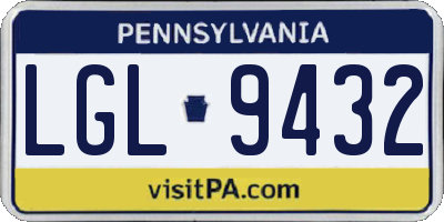 PA license plate LGL9432