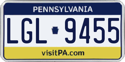 PA license plate LGL9455