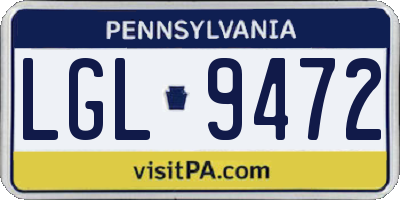 PA license plate LGL9472