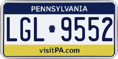 PA license plate LGL9552