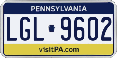 PA license plate LGL9602