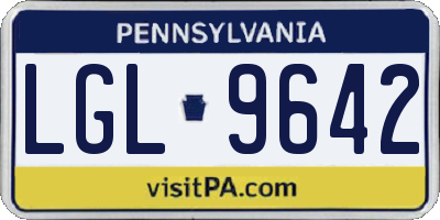 PA license plate LGL9642