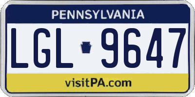 PA license plate LGL9647