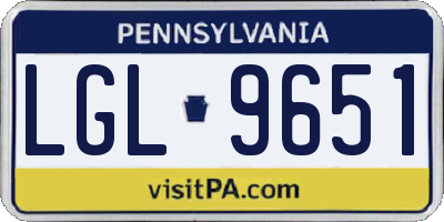 PA license plate LGL9651