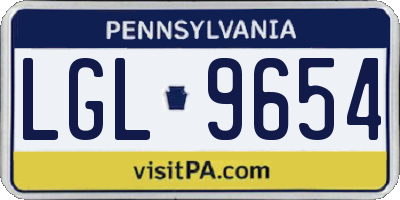 PA license plate LGL9654