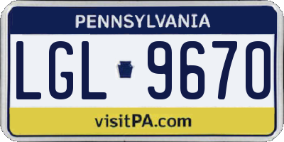 PA license plate LGL9670