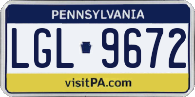 PA license plate LGL9672