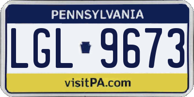 PA license plate LGL9673