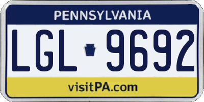 PA license plate LGL9692