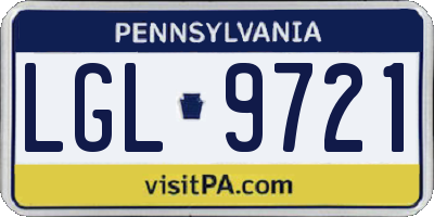 PA license plate LGL9721
