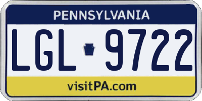 PA license plate LGL9722