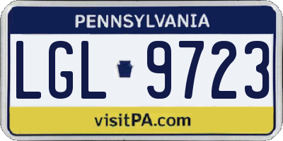 PA license plate LGL9723
