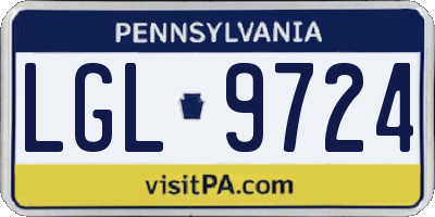 PA license plate LGL9724