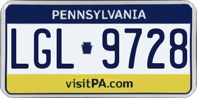 PA license plate LGL9728